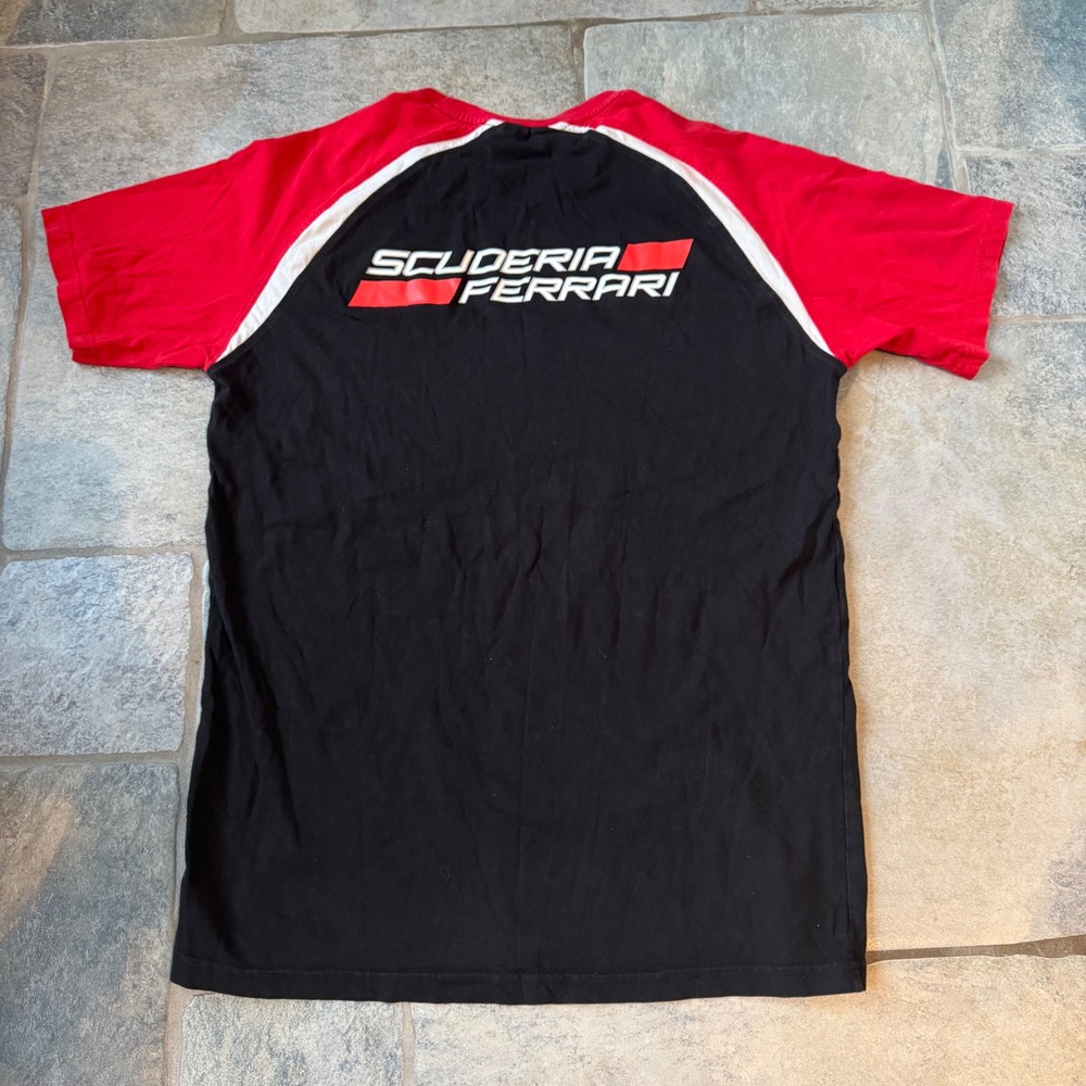 Y2K Scuderia Ferrari Racing Shirt Black Red Medium Stretchy F1 Tee‎
